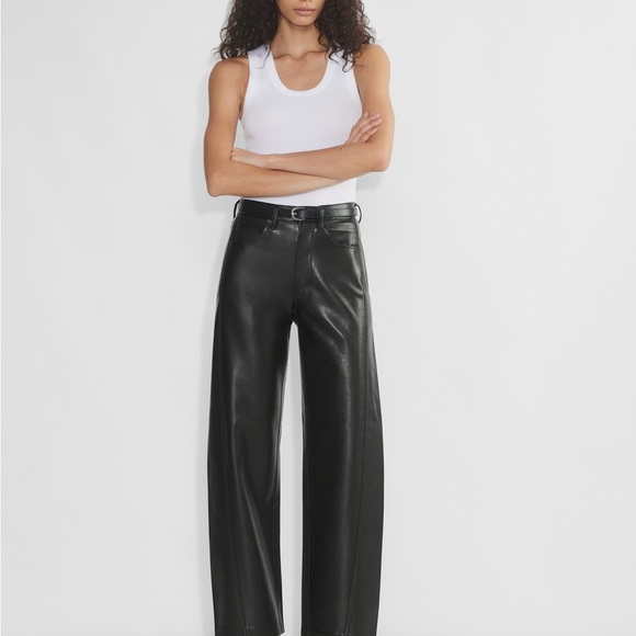 Denim Forum Pants - Denim Forum Farrah Hi-Rise Wide Leg Vegan Leather Pants